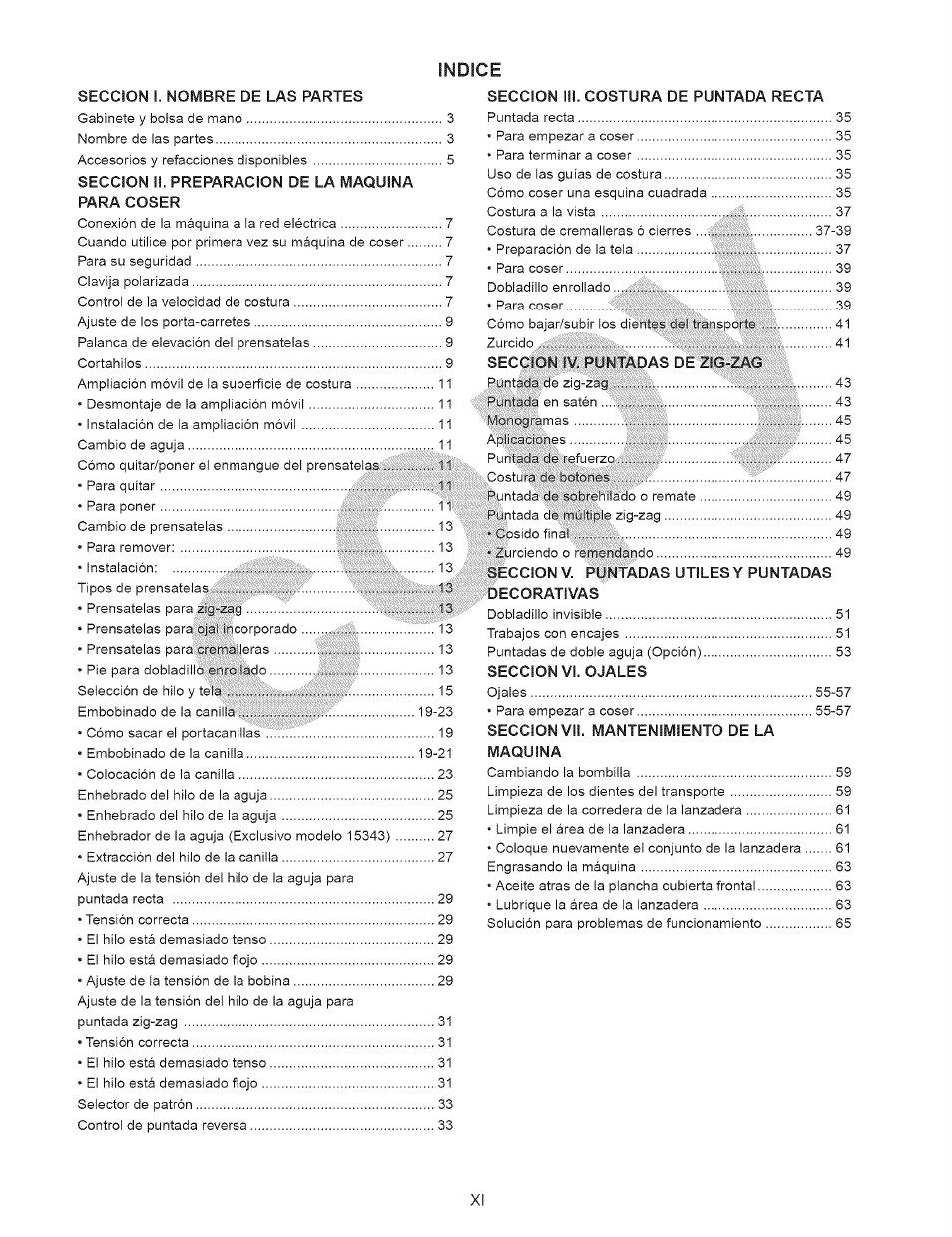 Indice | Kenmore 15343 User Manual | Page 12 / 67