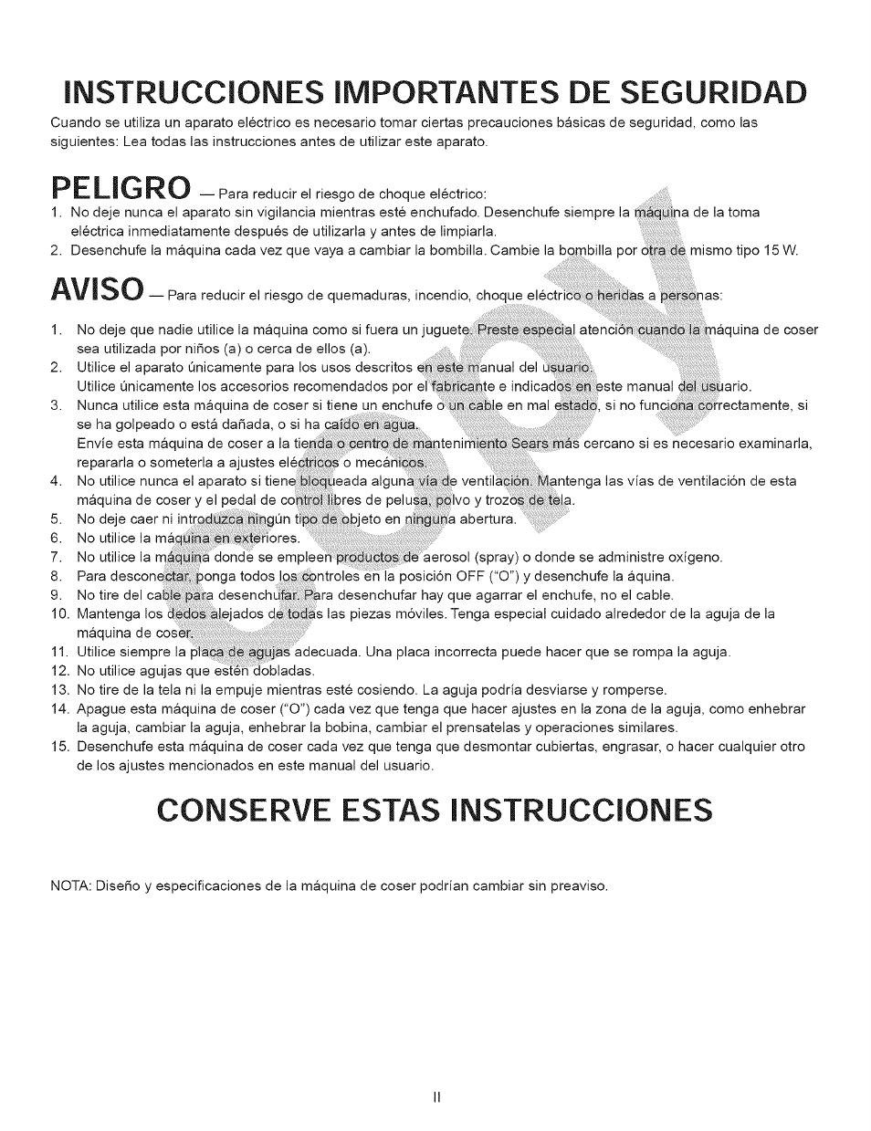 Instrucciones importantes de seguridad, Conserve estas instrucciones, Peligro | Aviso | Kenmore 15343 User Manual | Page 3 / 67