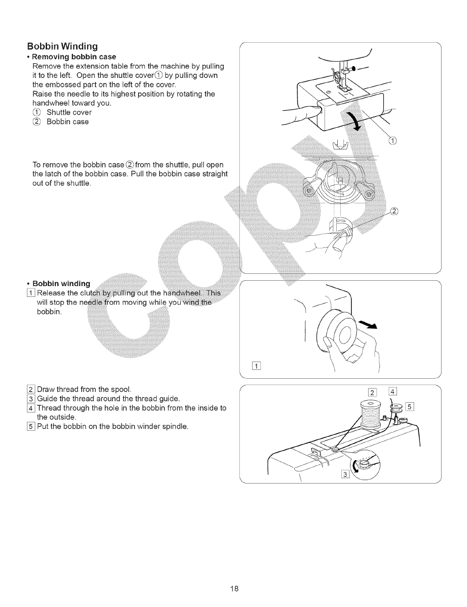 Bobbin winding, Bobbin windingpiisa, -22 | Kenmore 15343 User Manual | Page 30 / 67