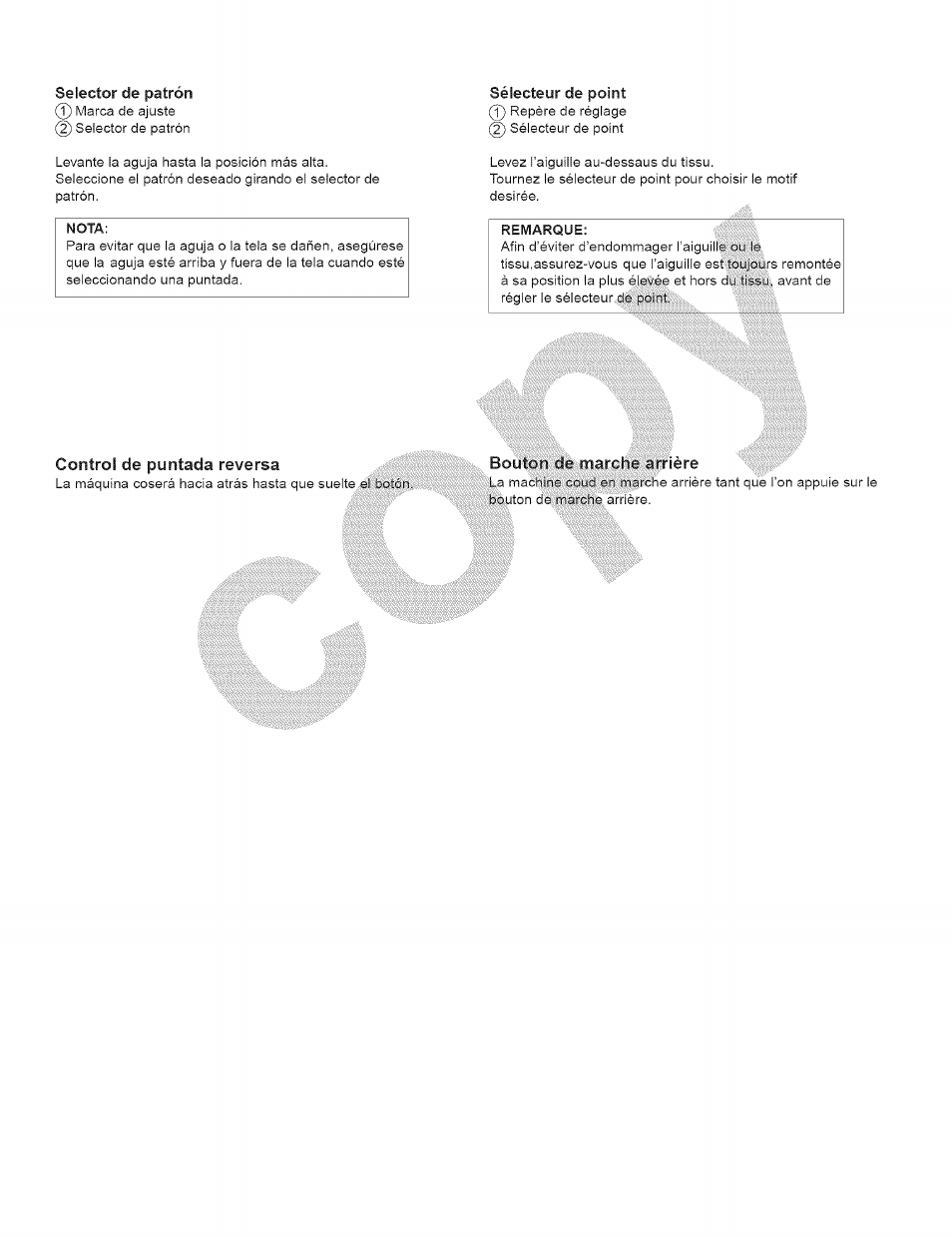 Selector de patrón, Control de puntada reversa | Kenmore 15343 User Manual | Page 45 / 67