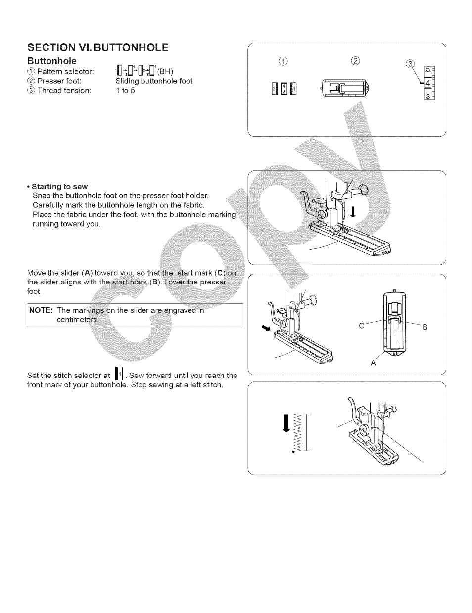 I s e, Vi. buttonhole | Kenmore 15343 User Manual | Page 54 / 67