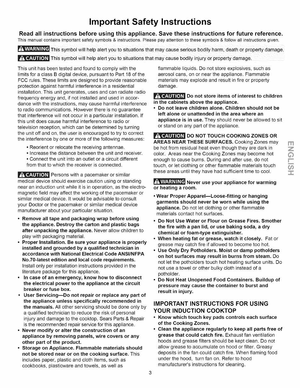Important safety instructions | Kenmore 790.4292 User Manual | Page 3 / 18