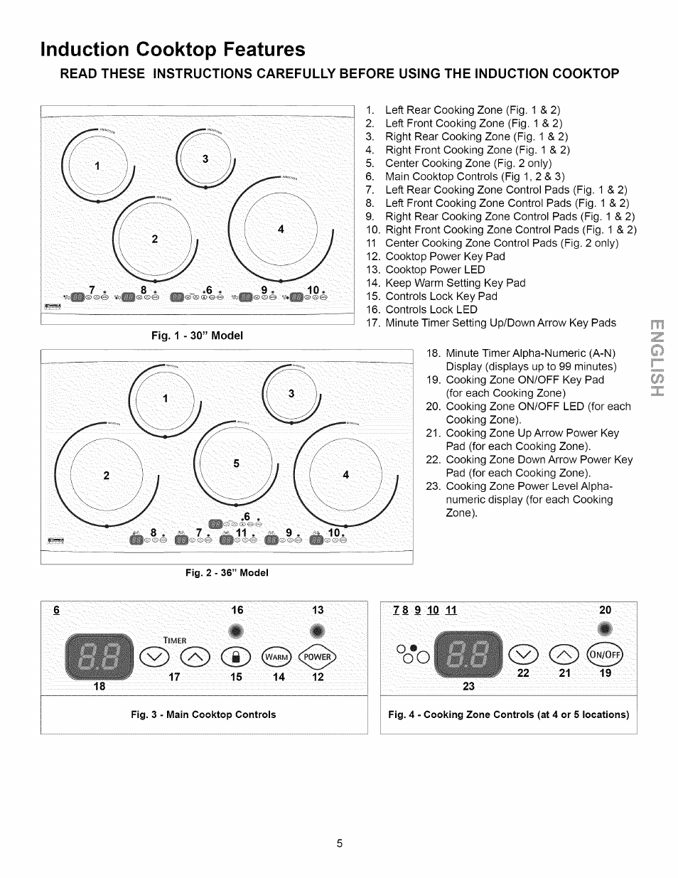 Induction cooktop features, 1<s) o cd | Kenmore 790.4292 User Manual | Page 5 / 18