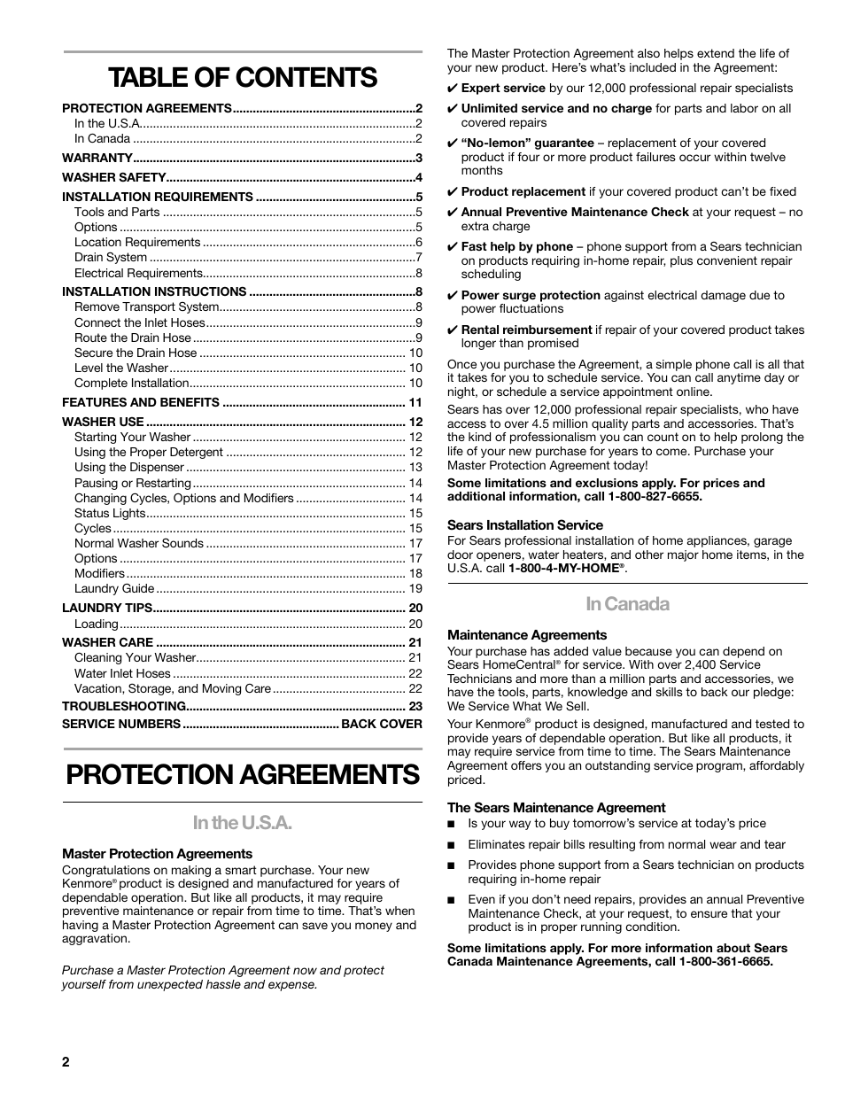 Kenmore 110.4708 User Manual | Page 2 / 80