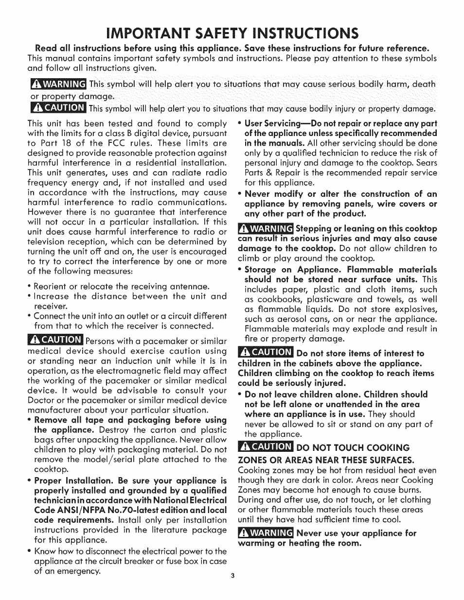 Important safety instructions | Kenmore 790.4382* User Manual | Page 3 / 16