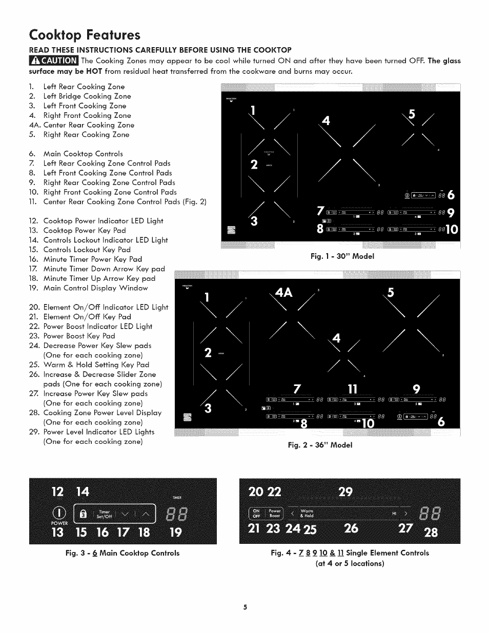 Cooktop features | Kenmore 790.4382* User Manual | Page 5 / 16