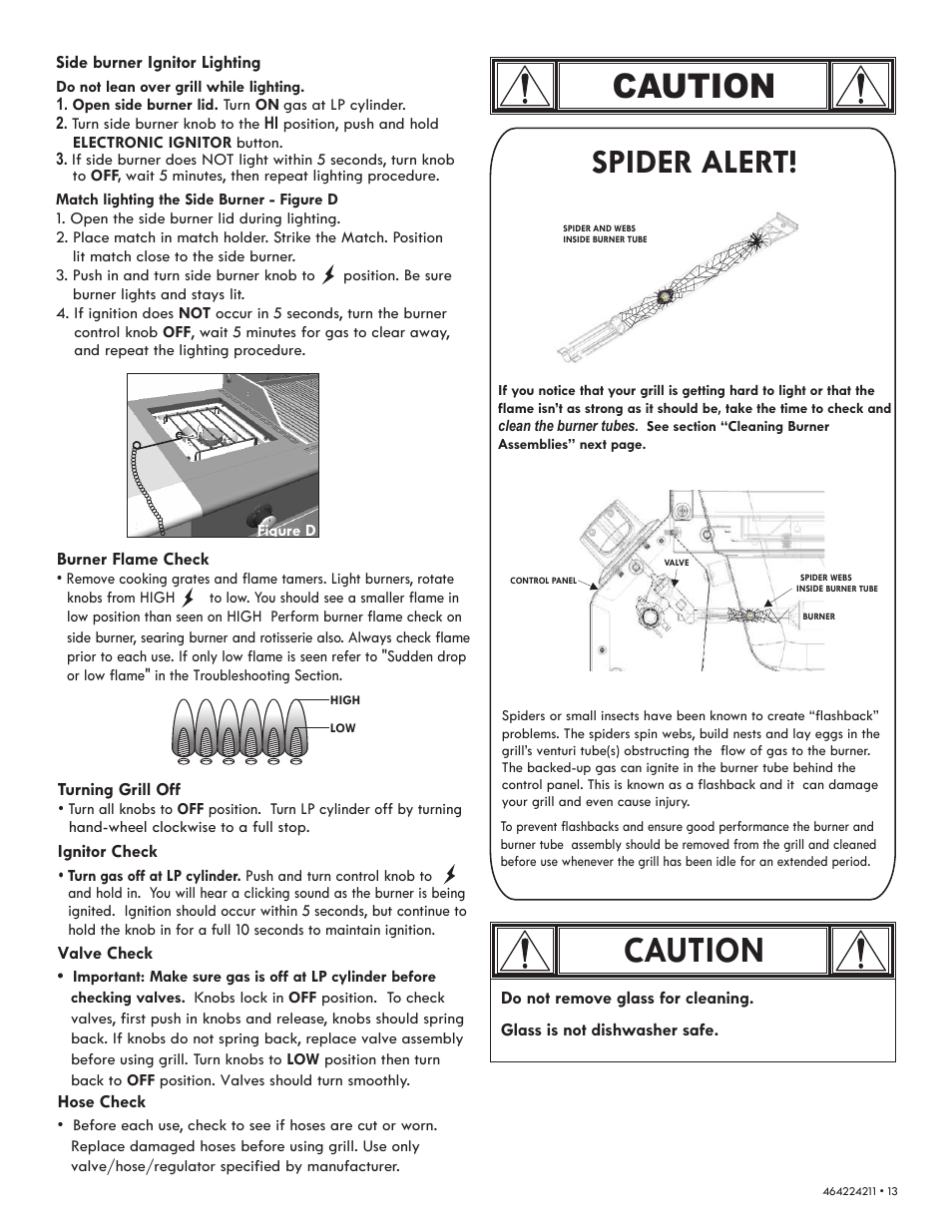 Caution, Caution spider alert | Kenmore ELITE 464224211 User Manual | Page 13 / 28