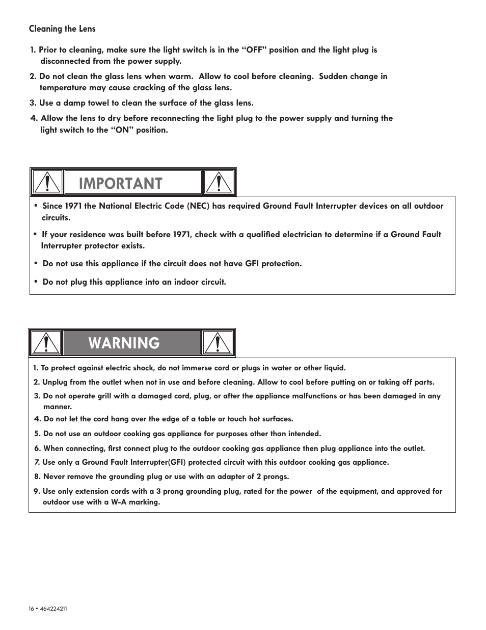 Warning important | Kenmore ELITE 464224211 User Manual | Page 16 / 28