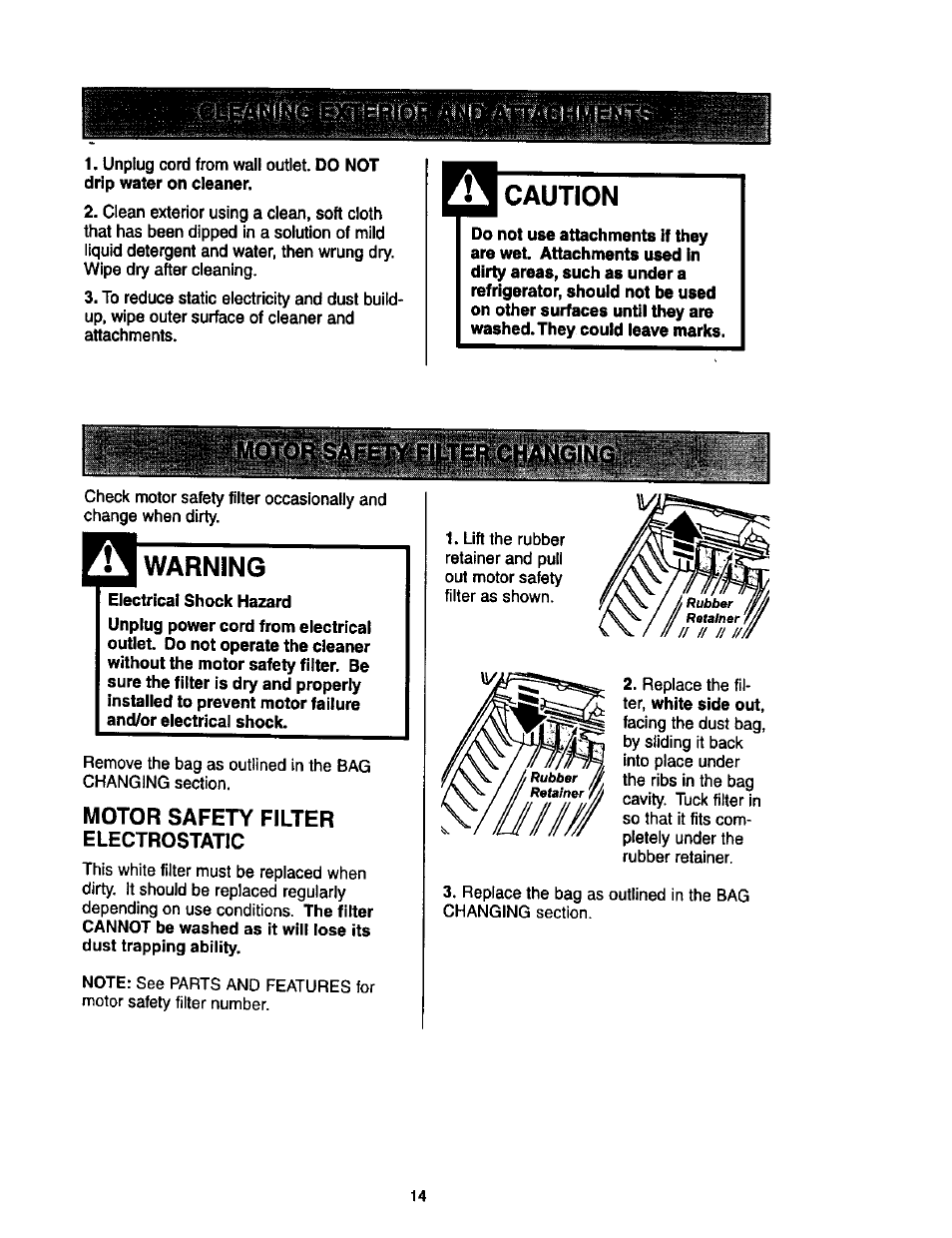 Caution, Warning | Kenmore 11 User Manual | Page 14 / 40