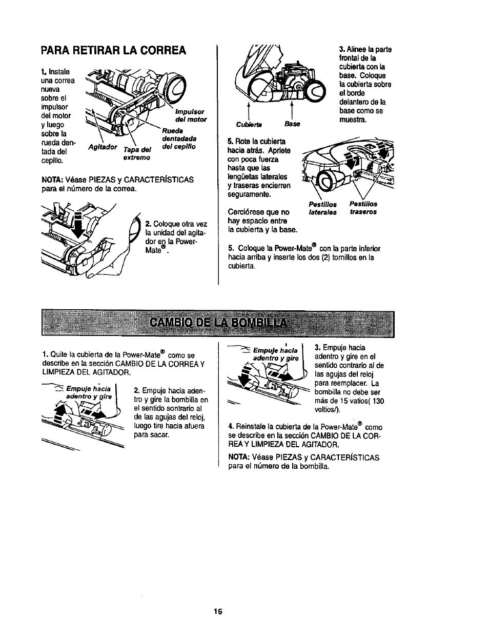 Para retirar la correa | Kenmore 11 User Manual | Page 36 / 40