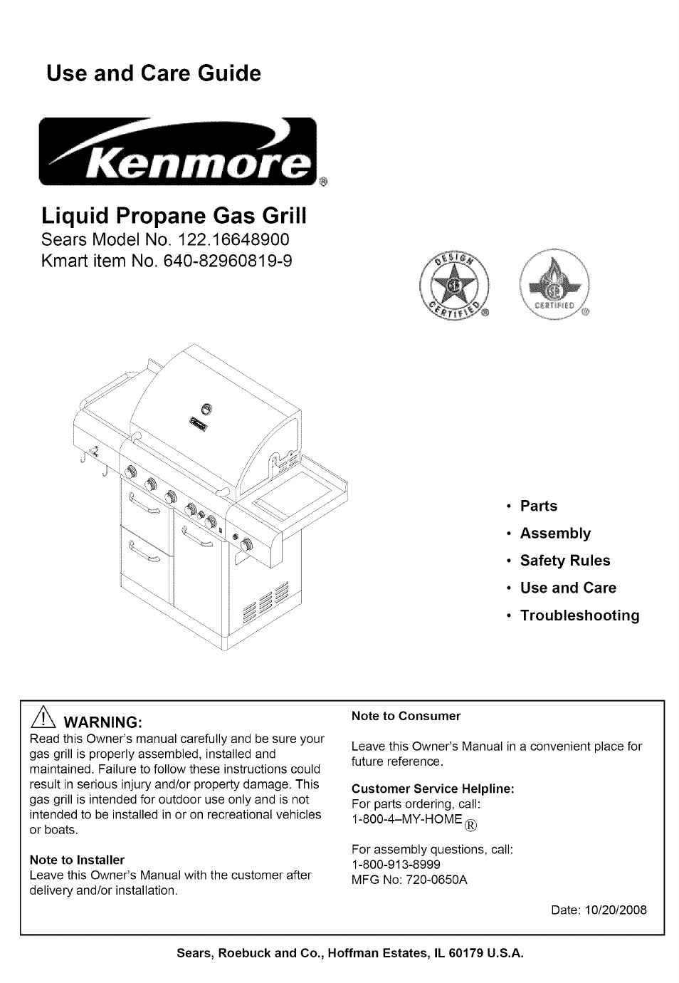 Kenmore 640-82960819-9 User Manual | 18 pages