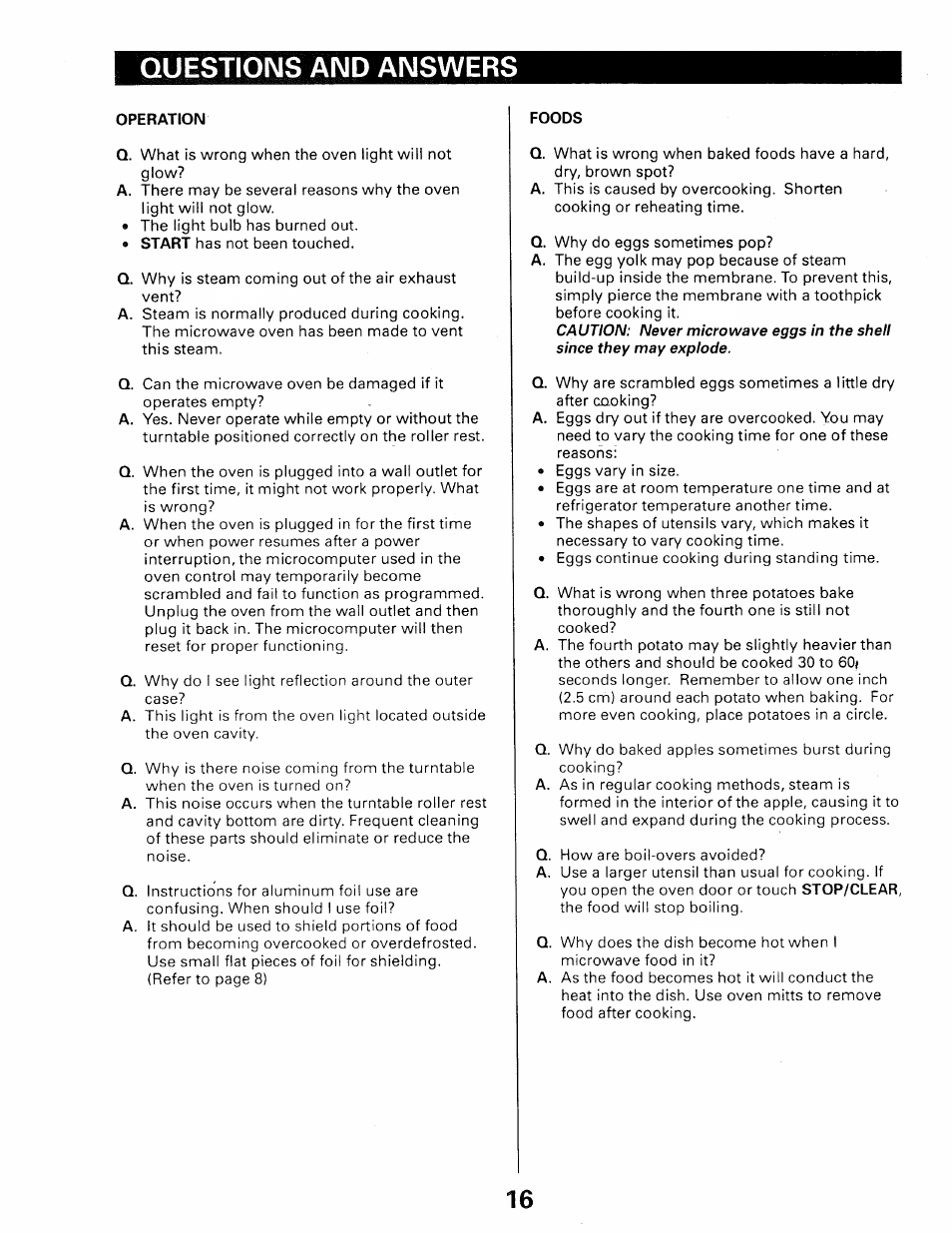 Questions and answers, Foods | Kenmore 565.66101690 User Manual | Page 18 / 160