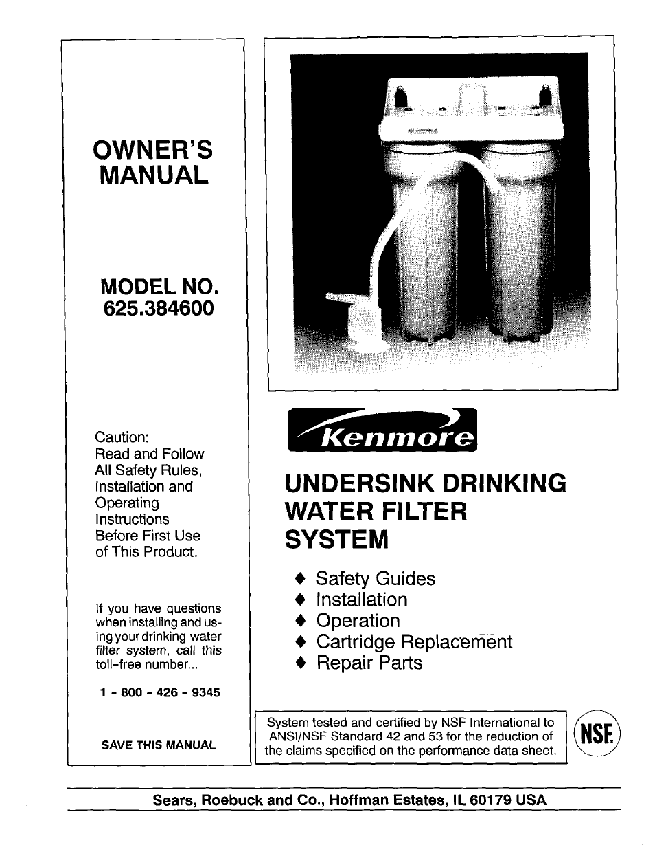 Kenmore 625.384600 User Manual | 12 pages