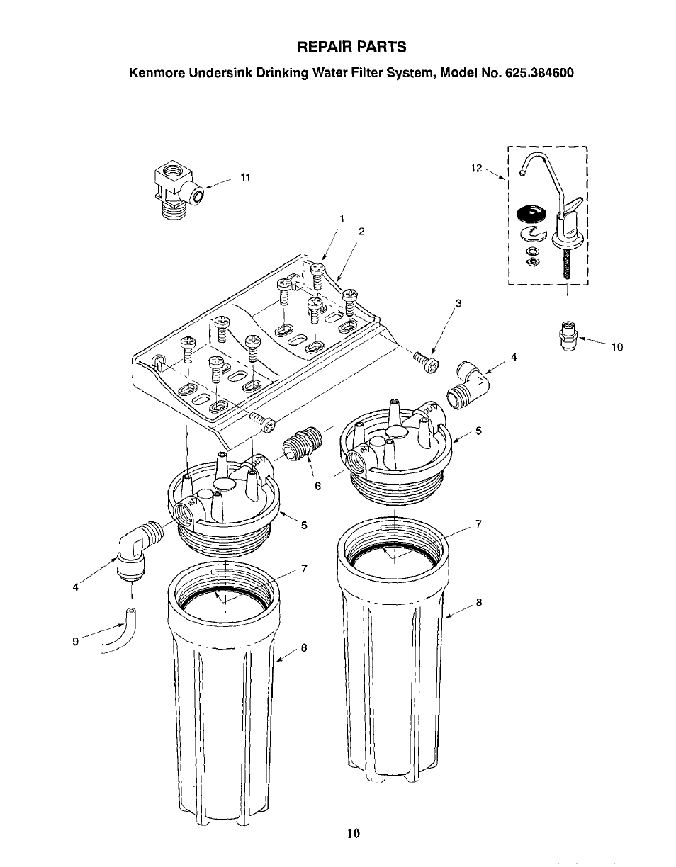 Repair parts | Kenmore 625.384600 User Manual | Page 10 / 12