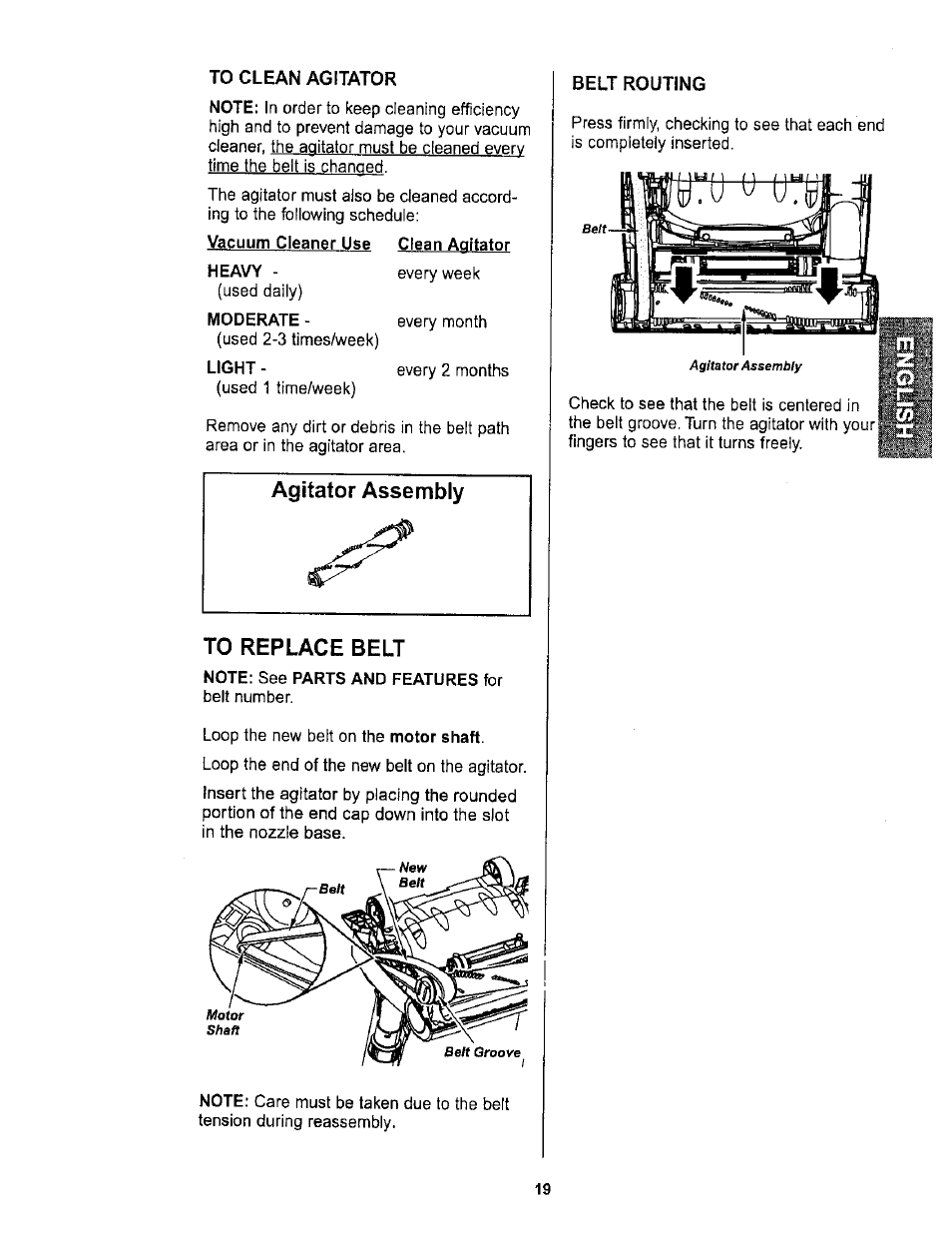 To replace belt | Kenmore ASPIRADORA 116.36722 User Manual | Page 19 / 25