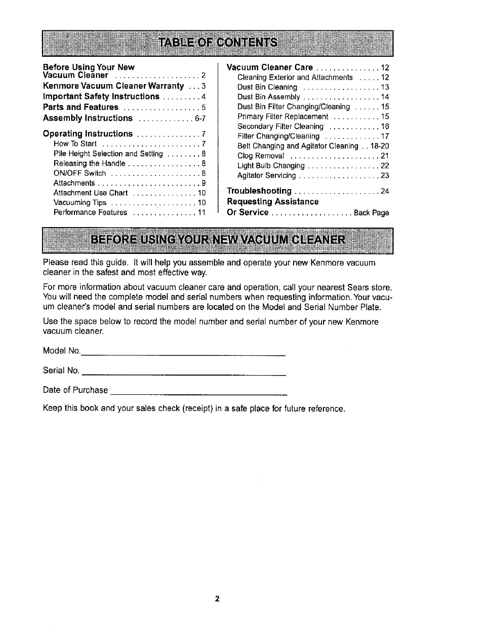 Kenmore ASPIRADORA 116.36722 User Manual | Page 2 / 25