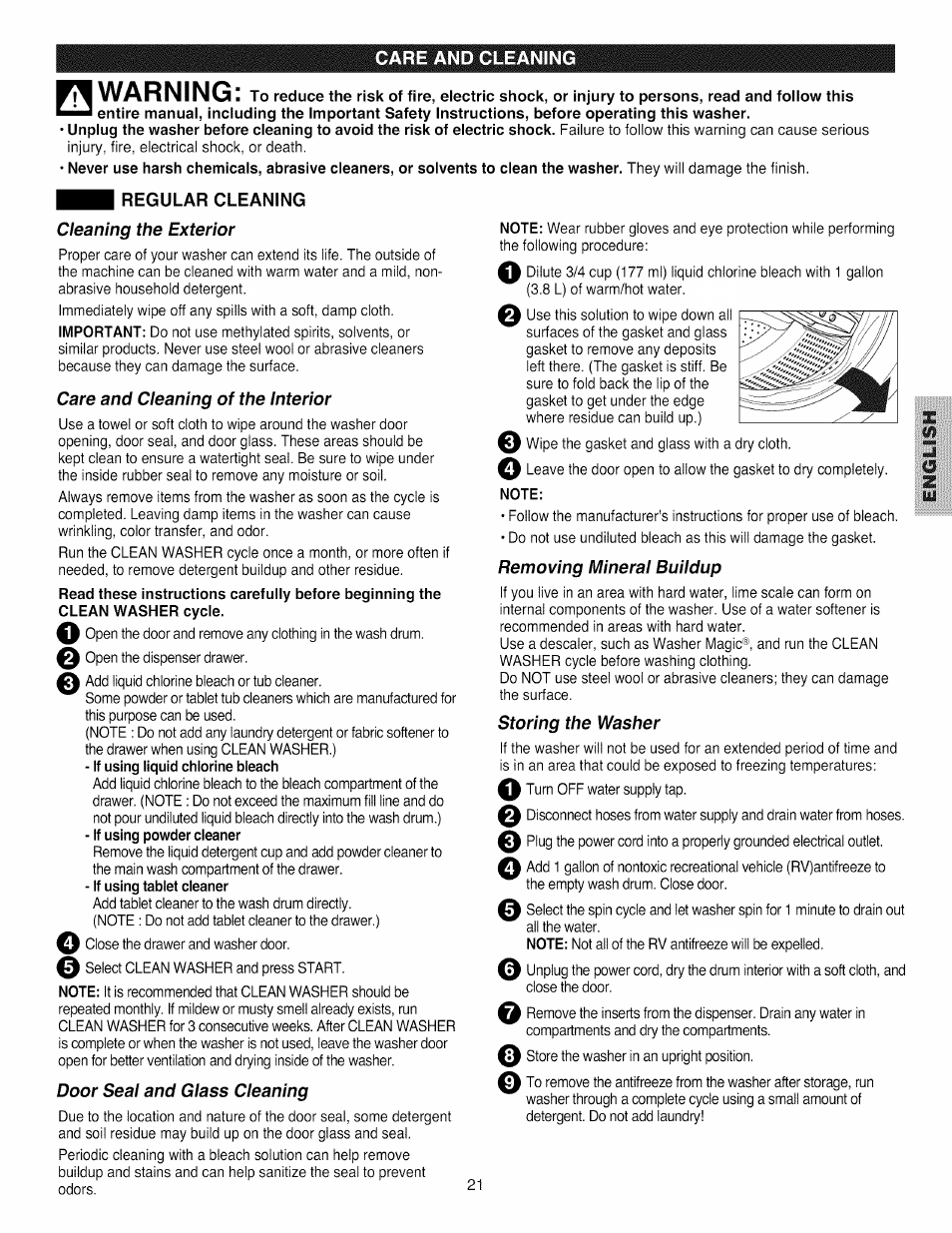 Warning | Kenmore 796.4031#9## User Manual | Page 21 / 60