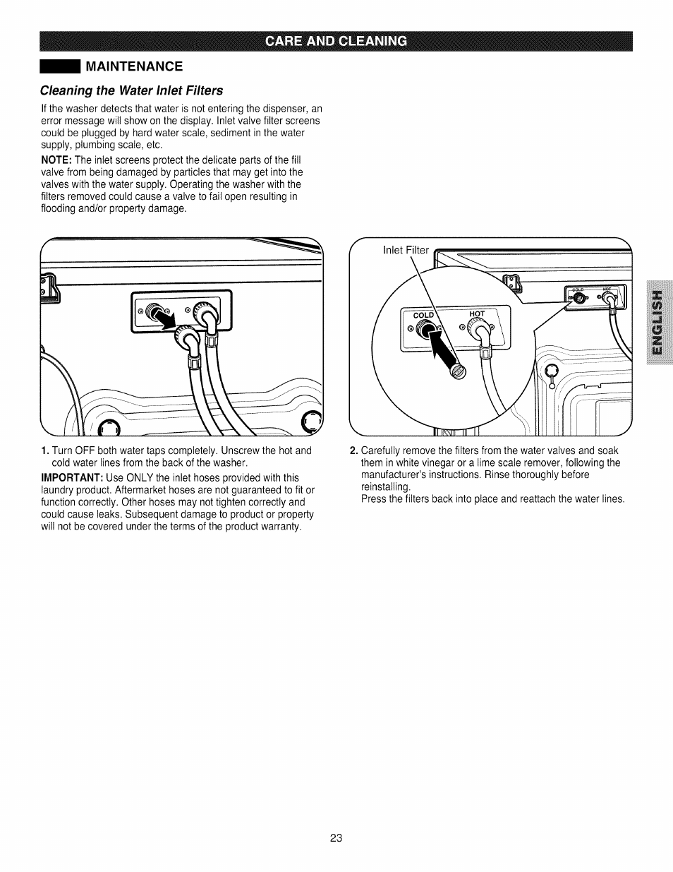 Maintenance, Maintenance -24 | Kenmore 796.4031#9## User Manual | Page 23 / 60