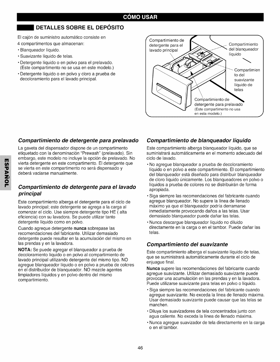 Detalles sobre el deposito, Detalles sobre el depósito | Kenmore 796.4031#9## User Manual | Page 46 / 60