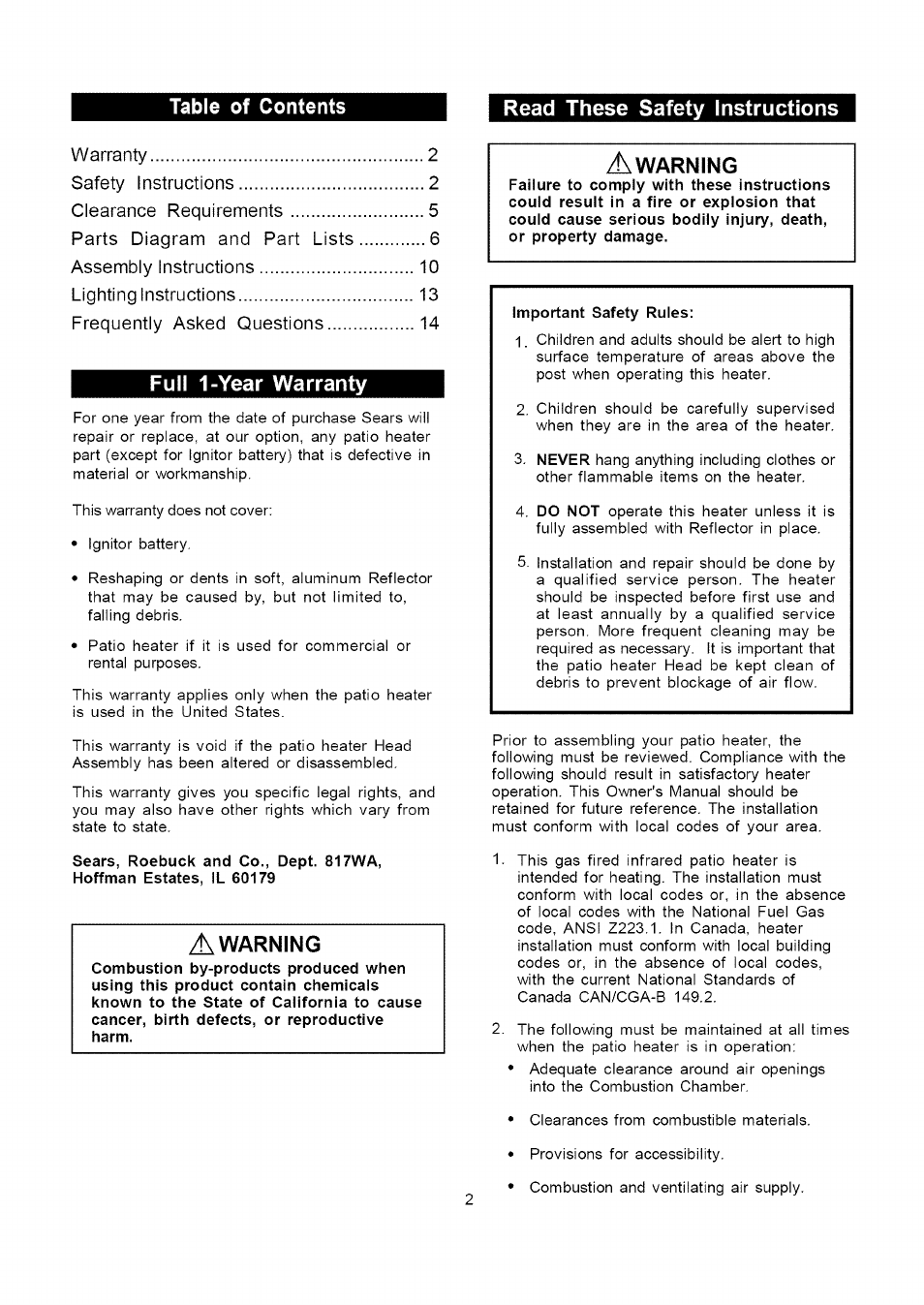 Kenmore 141.229952 User Manual | Page 2 / 15