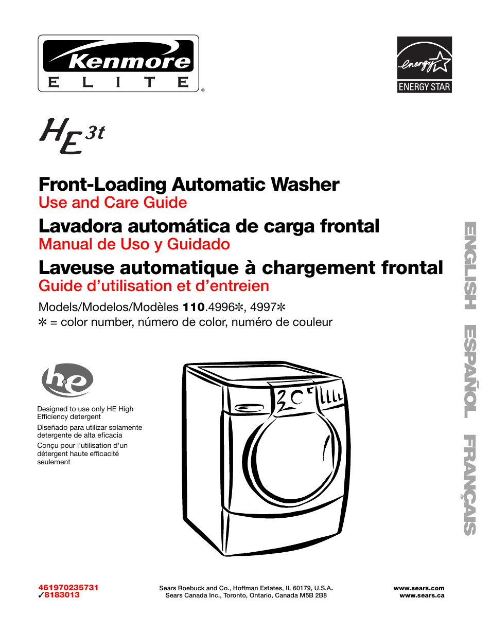 Kenmore 110.4997 User Manual | 25 pages