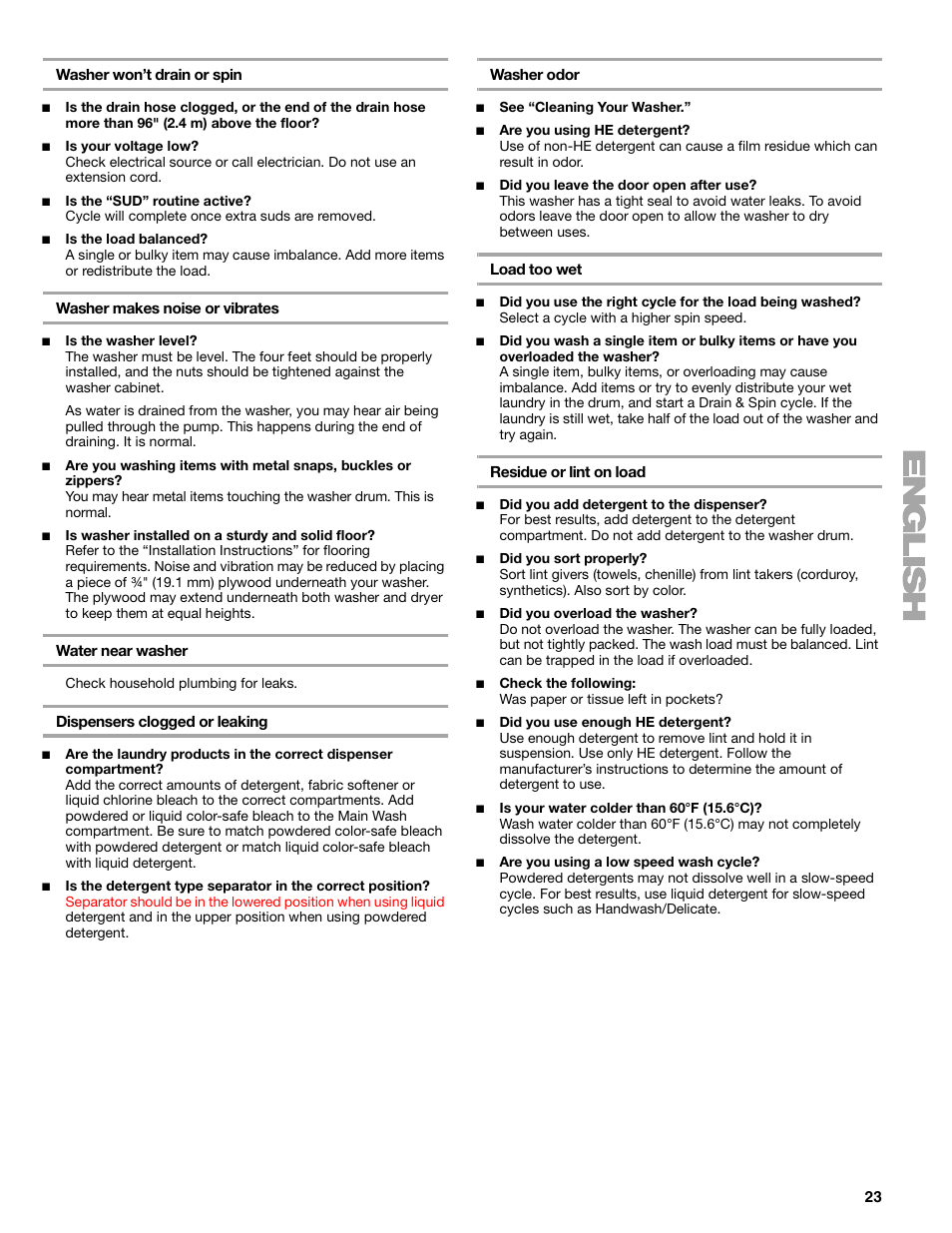 Kenmore 110.4997 User Manual | Page 23 / 25