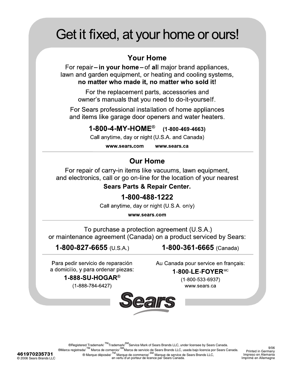 Kenmore 110.4997 User Manual | Page 25 / 25