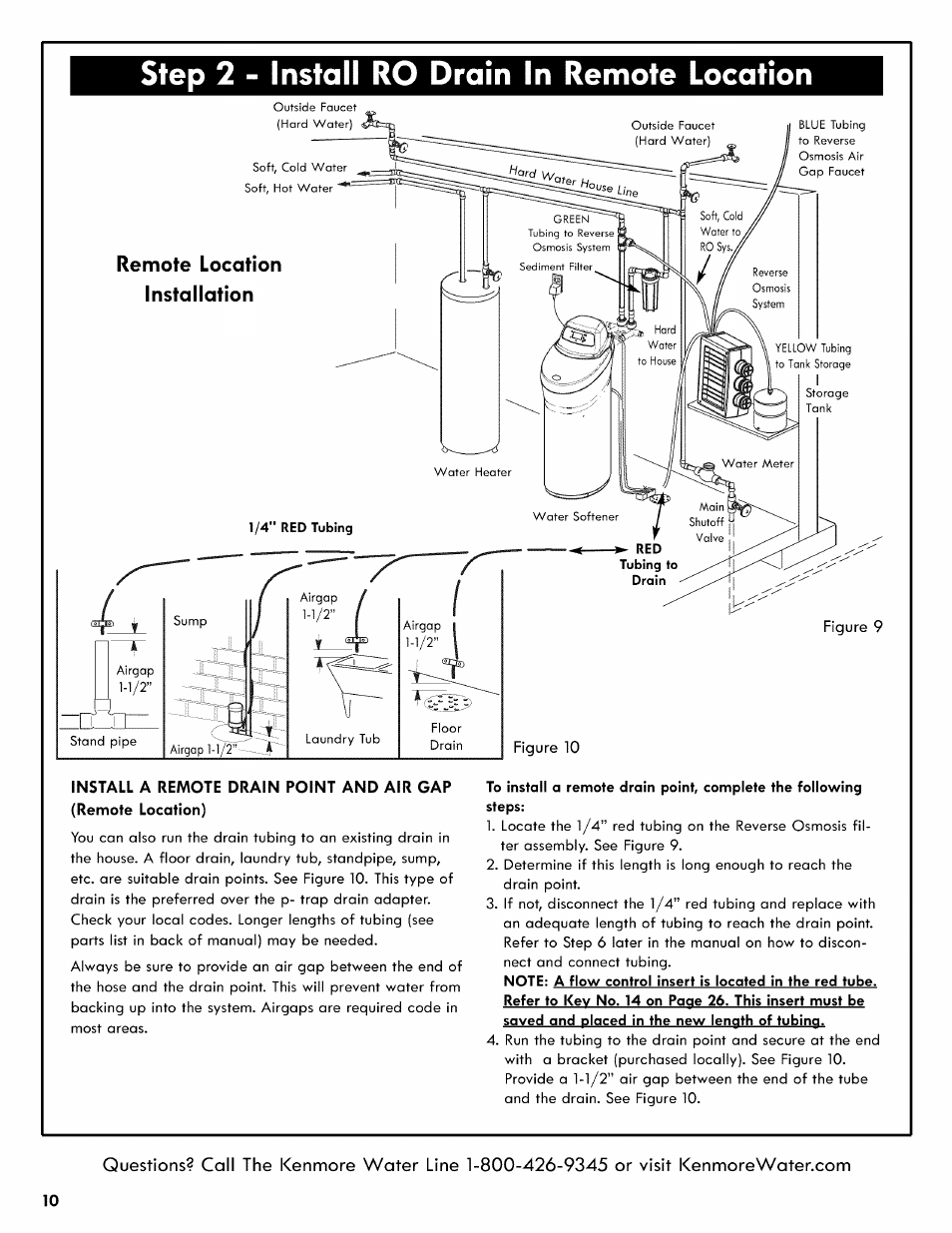 Step 2 - install ro drain in remote location, Remote location installation | Kenmore 625.38556 User Manual | Page 10 / 28