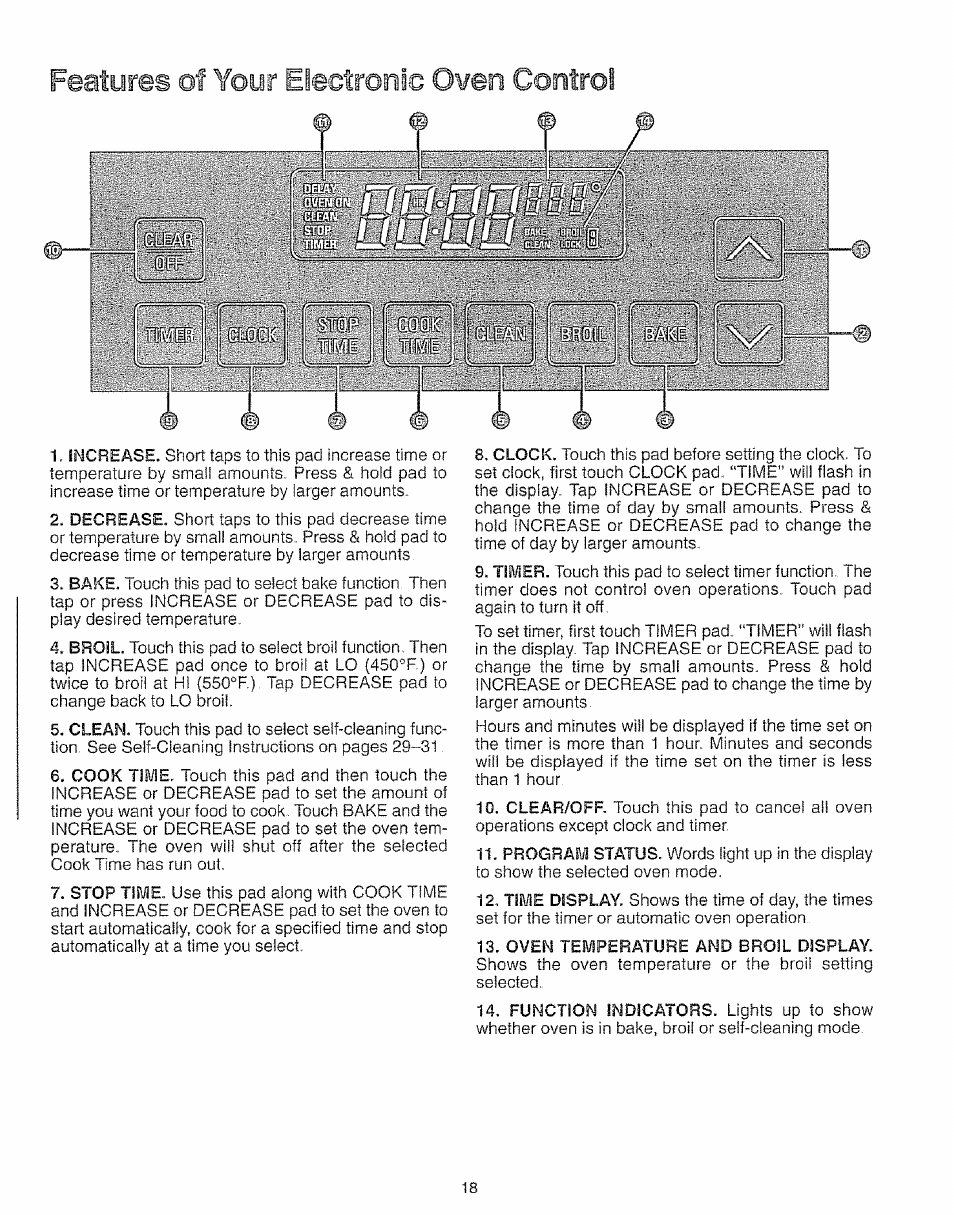 Features of your electronic oven control t | Kenmore 73511 User Manual | Page 19 / 43