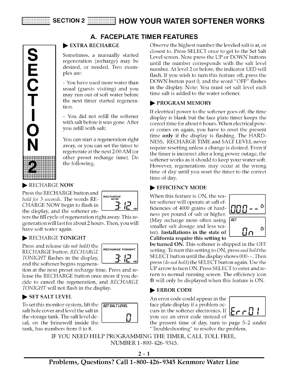 A. faceplate timer features, 2j_l, Faceplate timer features -1 | Kenmore ULTRASOFT 175  625.388170 User Manual | Page 10 / 32