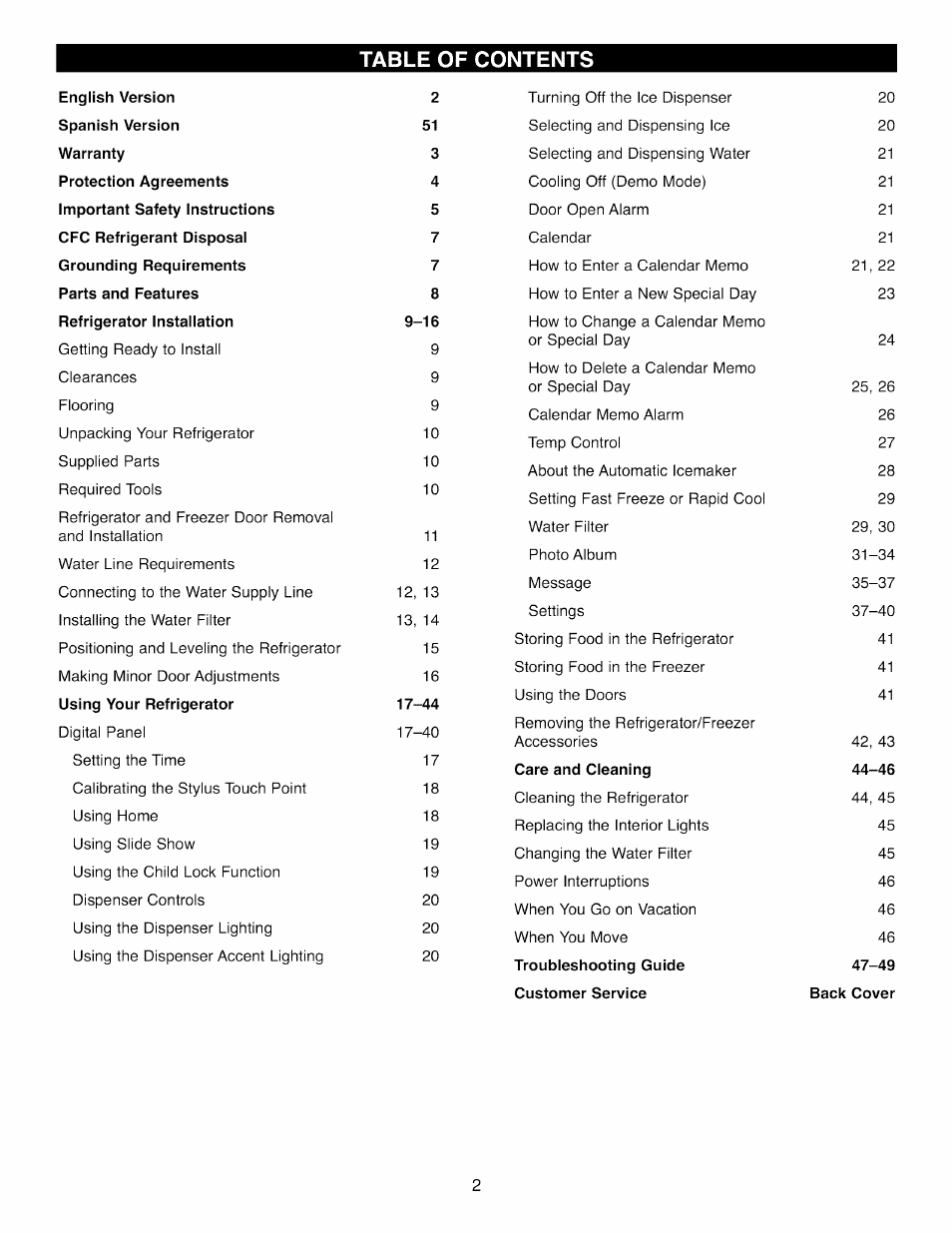 Kenmore 41003 User Manual | Page 2 / 50