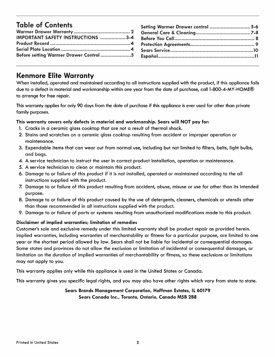 Kenmore 790.4928 User Manual | Page 2 / 10