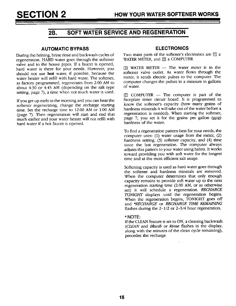 2b. soft water service and regeneration, Electronics | Kenmore GENIUS II 625.34867 User Manual | Page 15 / 36