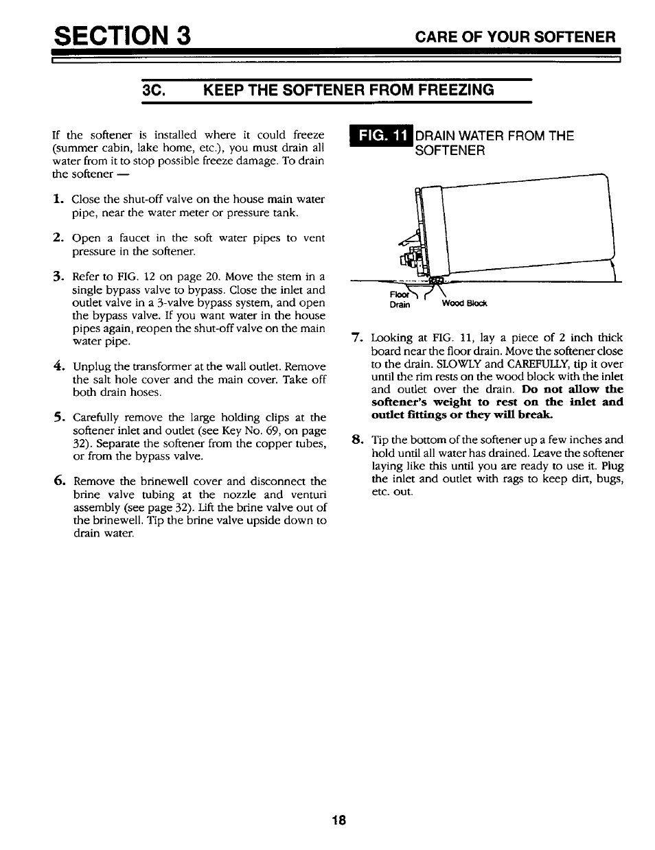 Keep the softener from freezing, Drain water from the softener | Kenmore GENIUS II 625.34867 User Manual | Page 18 / 36