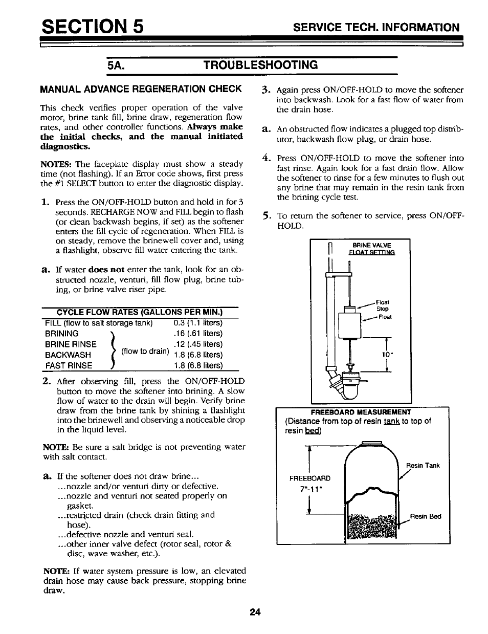 Troubleshooting, Manual advance regeneration check, Service tech. information | Kenmore GENIUS II 625.34867 User Manual | Page 24 / 36