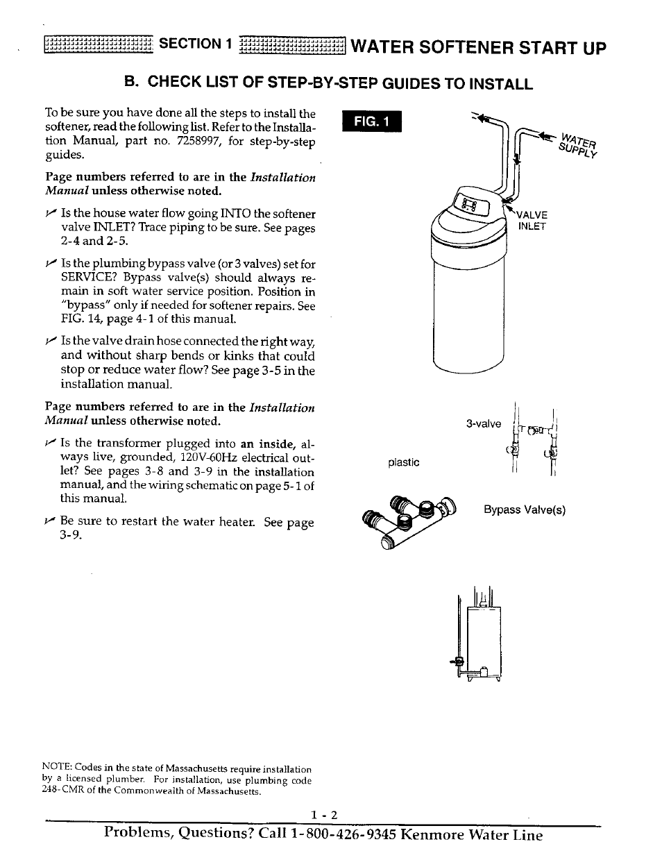 Water softener start up, B. check list of step-by-step guides to install | Kenmore ULTRASOFT 250 625.38826 User Manual | Page 5 / 36