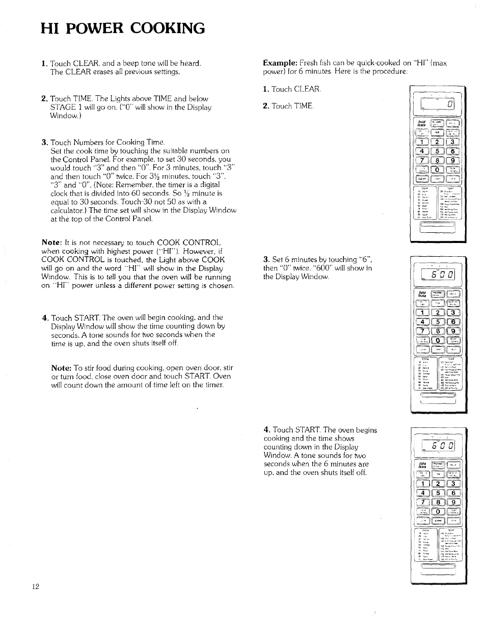 Hi power cooking | Kenmore 99721 User Manual | Page 12 / 32