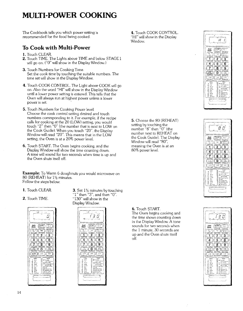 Multi-power cooking, To cook with multi-power, Multi power cooking | Xjice'iccl, Iqzicscjj | Kenmore 99721 User Manual | Page 14 / 32