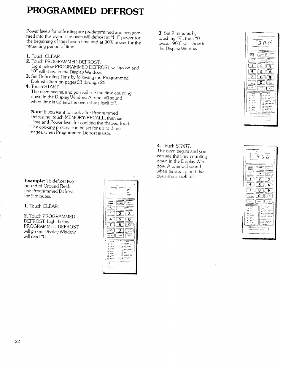 Programmed defrost | Kenmore 99721 User Manual | Page 22 / 32