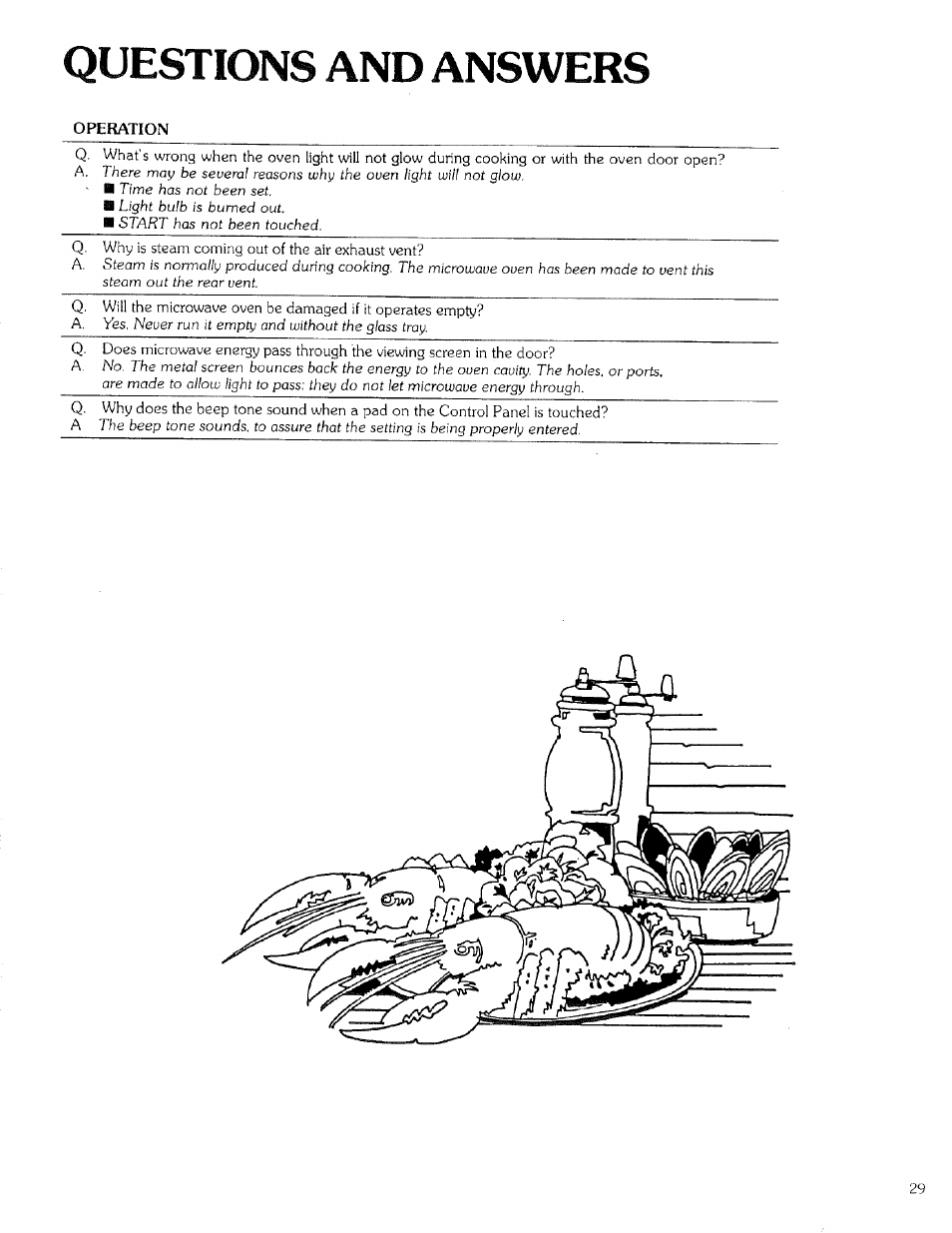 Questions and answers, Operation | Kenmore 99721 User Manual | Page 29 / 32