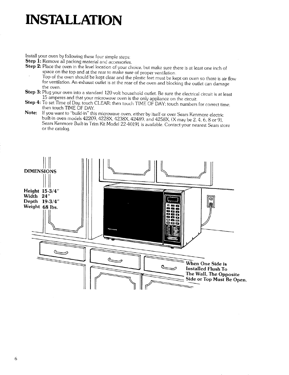 Installation | Kenmore 99721 User Manual | Page 6 / 32