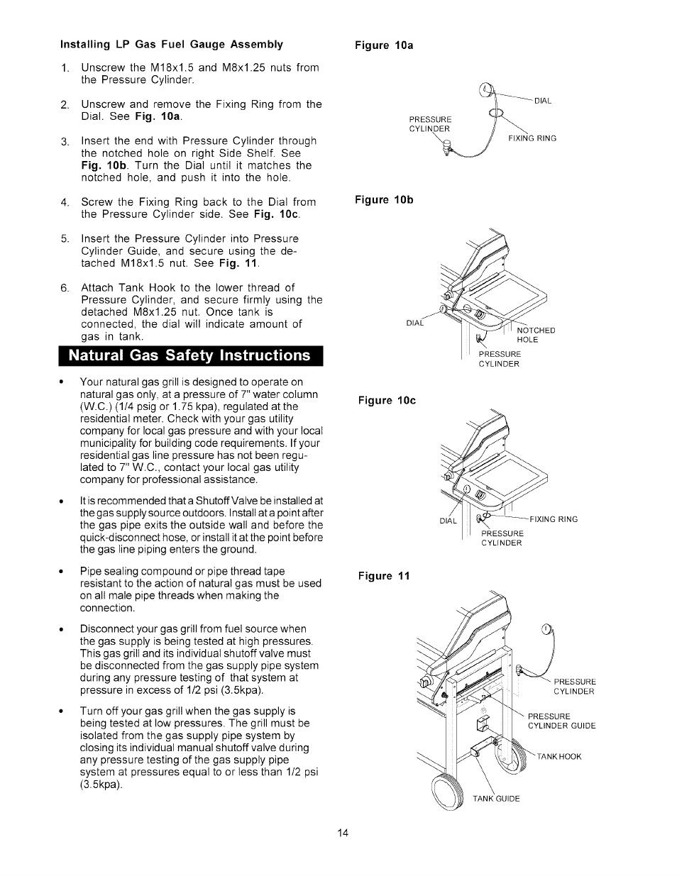 Natural gas safety instructions | Kenmore 141.178600 User Manual | Page 14 / 34