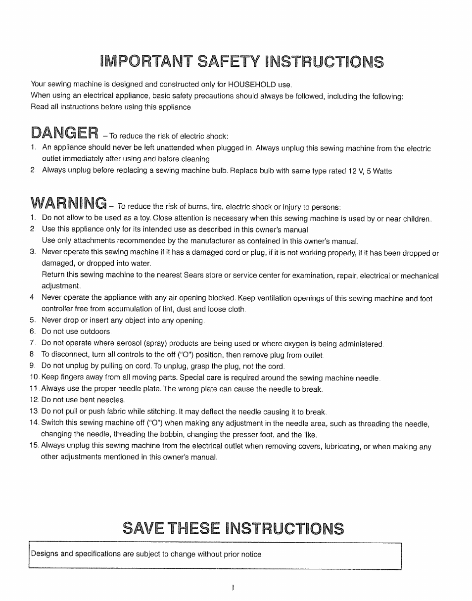 Importan? safety instructions, Danger, Warning | Save these instructions | Kenmore 385.19005 User Manual | Page 2 / 87