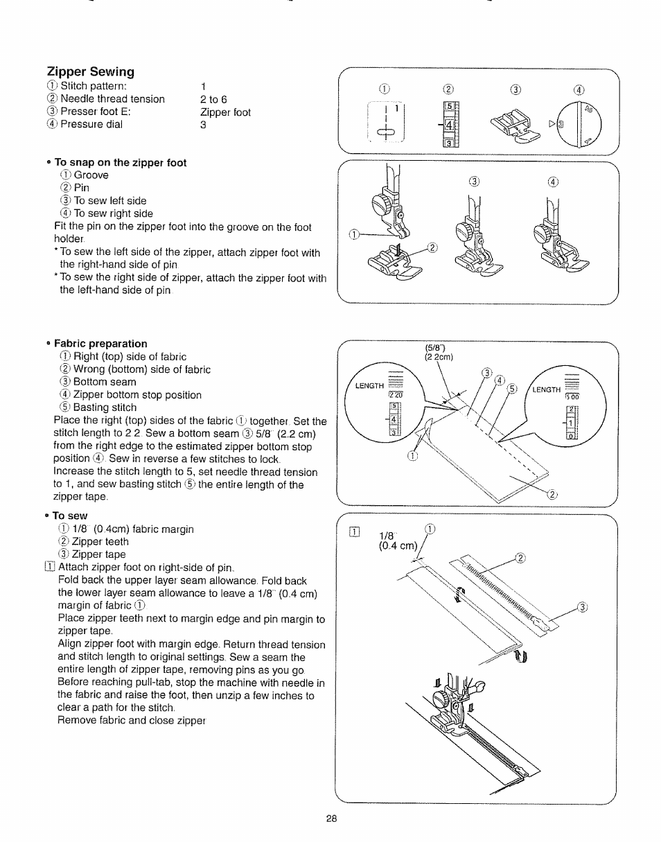 Zipper sewing | Kenmore 385.19005 User Manual | Page 33 / 87