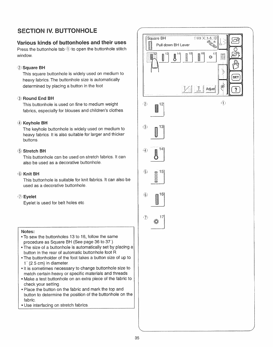 Various kinds of buttonholes and their uses | Kenmore 385.19005 User Manual | Page 40 / 87