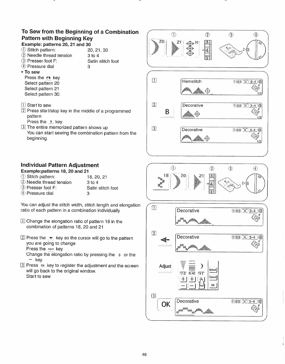 Individual pattern adjustment | Kenmore 385.19005 User Manual | Page 51 / 87