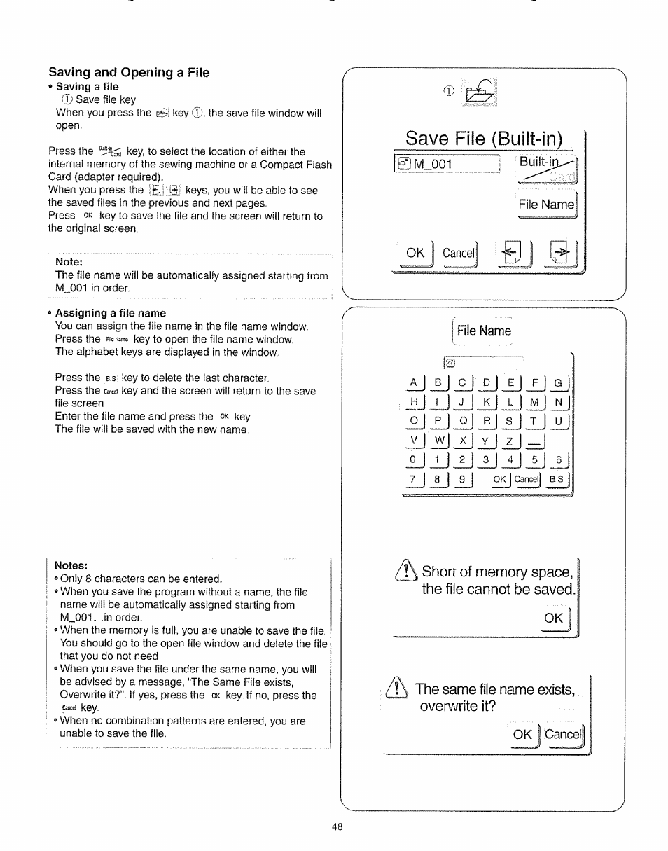 Saving and opening a file, Save file (built-in) | Kenmore 385.19005 User Manual | Page 53 / 87