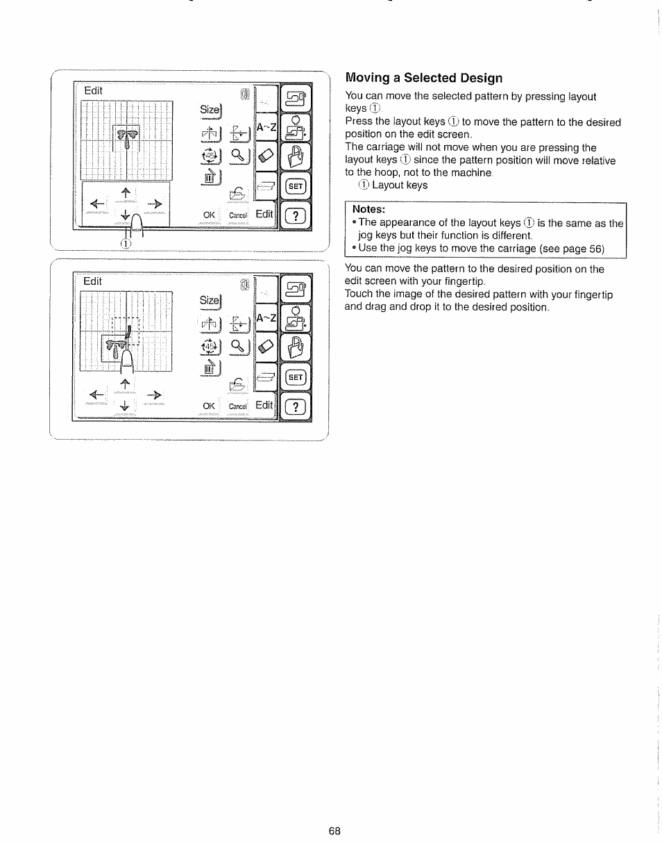 Moving a selected design | Kenmore 385.19005 User Manual | Page 73 / 87