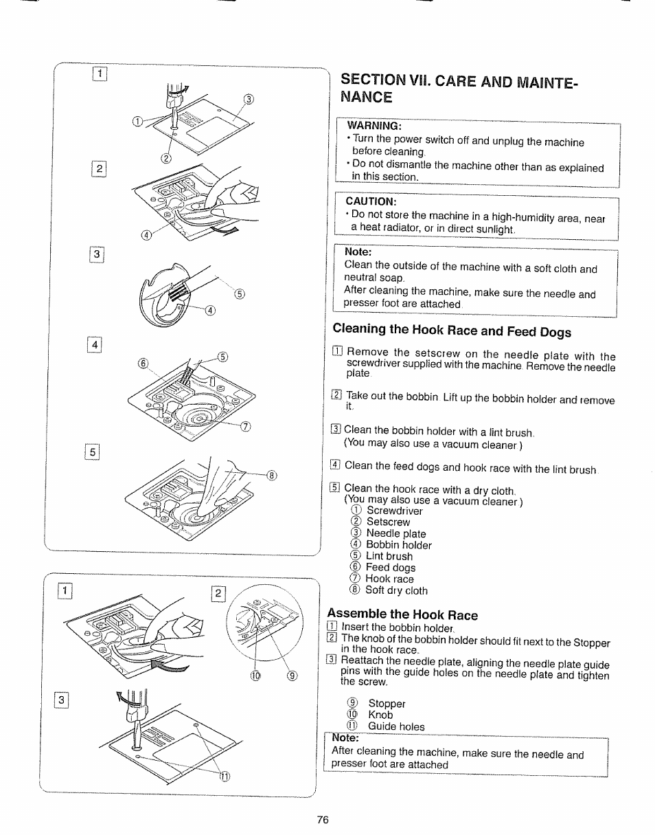 Cleaning the hook race and feed dogs, Assemble the hook race | Kenmore 385.19005 User Manual | Page 81 / 87