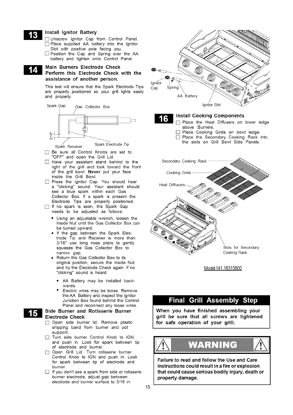 Final grill assembly step, Jh r — ) | Kenmore 141.16315800 User Manual | Page 15 / 64